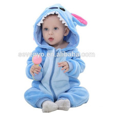 Soft baby Flannel Romper Animal Onesie Pajamas Outfits Suit,sleeping wear,cute blue cloth,baby hooded towel